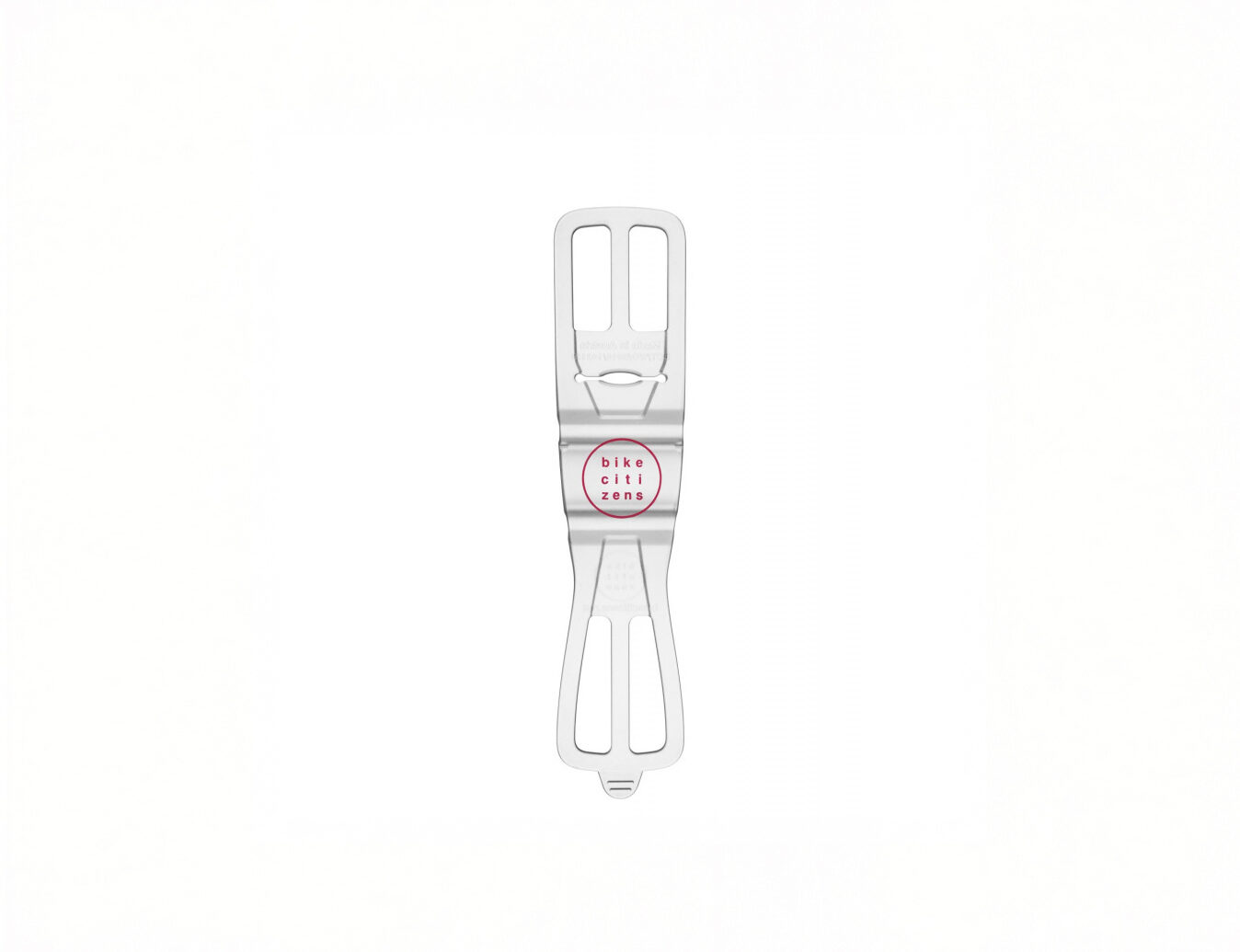Weißer Silikon-Smartphone-Halter mit "bike citizens"-Logo in der Mitte, der zur Befestigung eines Telefons an einem Fahrrad dient. Der Hintergrund ist schlicht weiß.