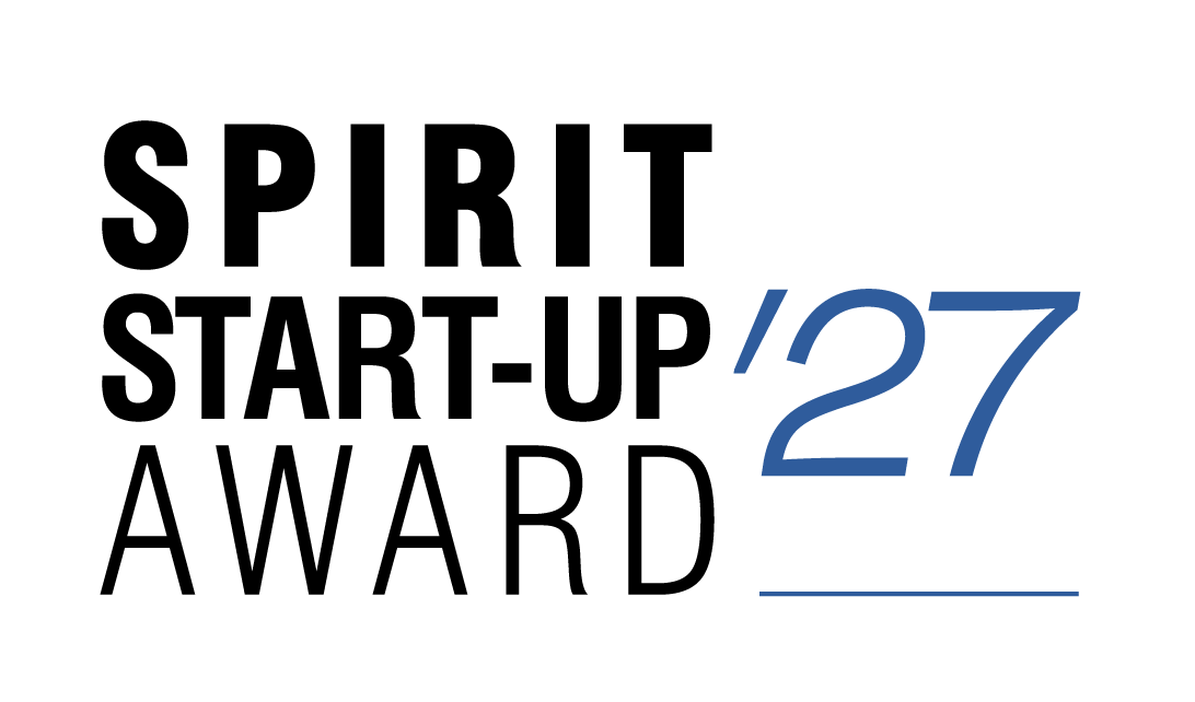 Text mit der Aufschrift „SPIRIT START-UP AWARD ’27“, darunter eine horizontale Linie unter der Zahl 27.